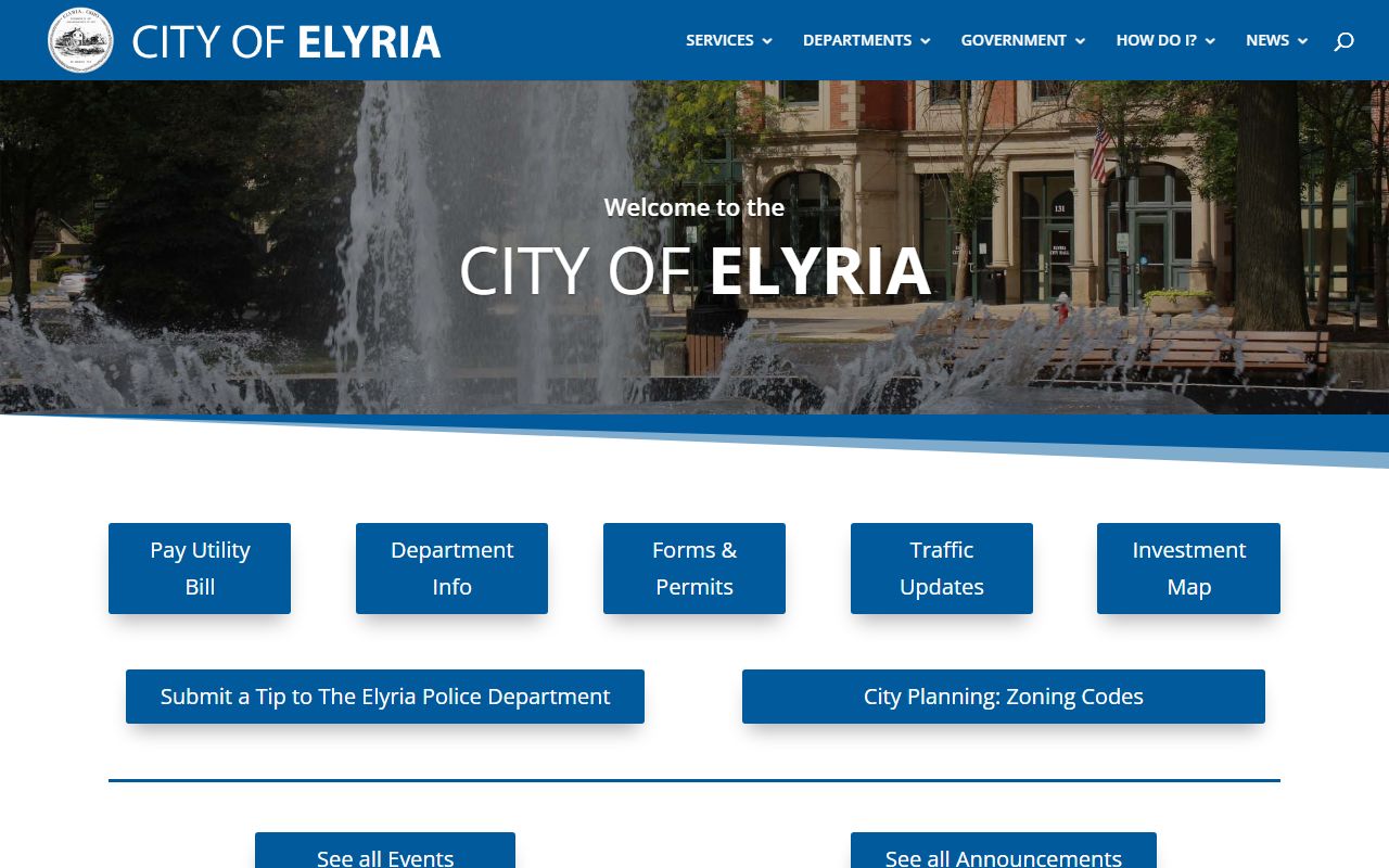 Elyria city government website