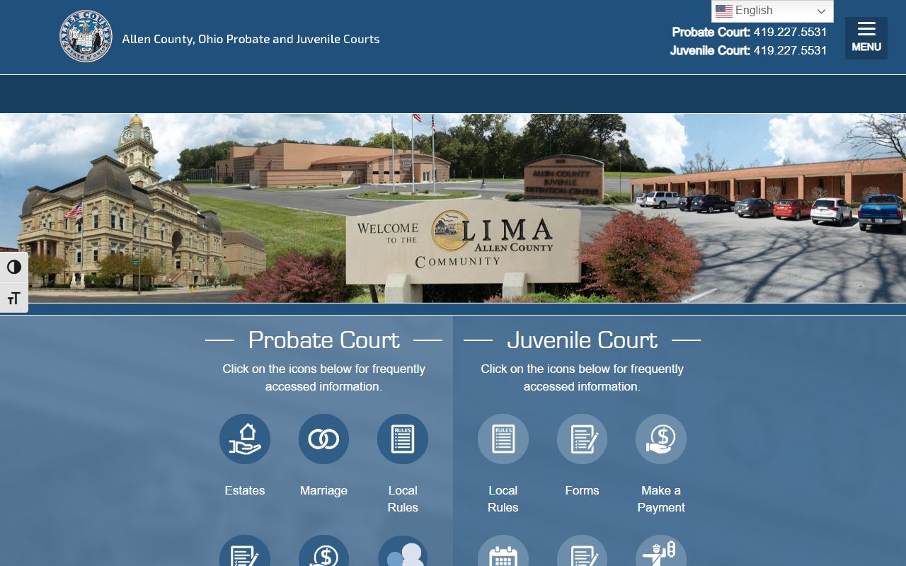 Allen County Probate Court website for Lima probate court records