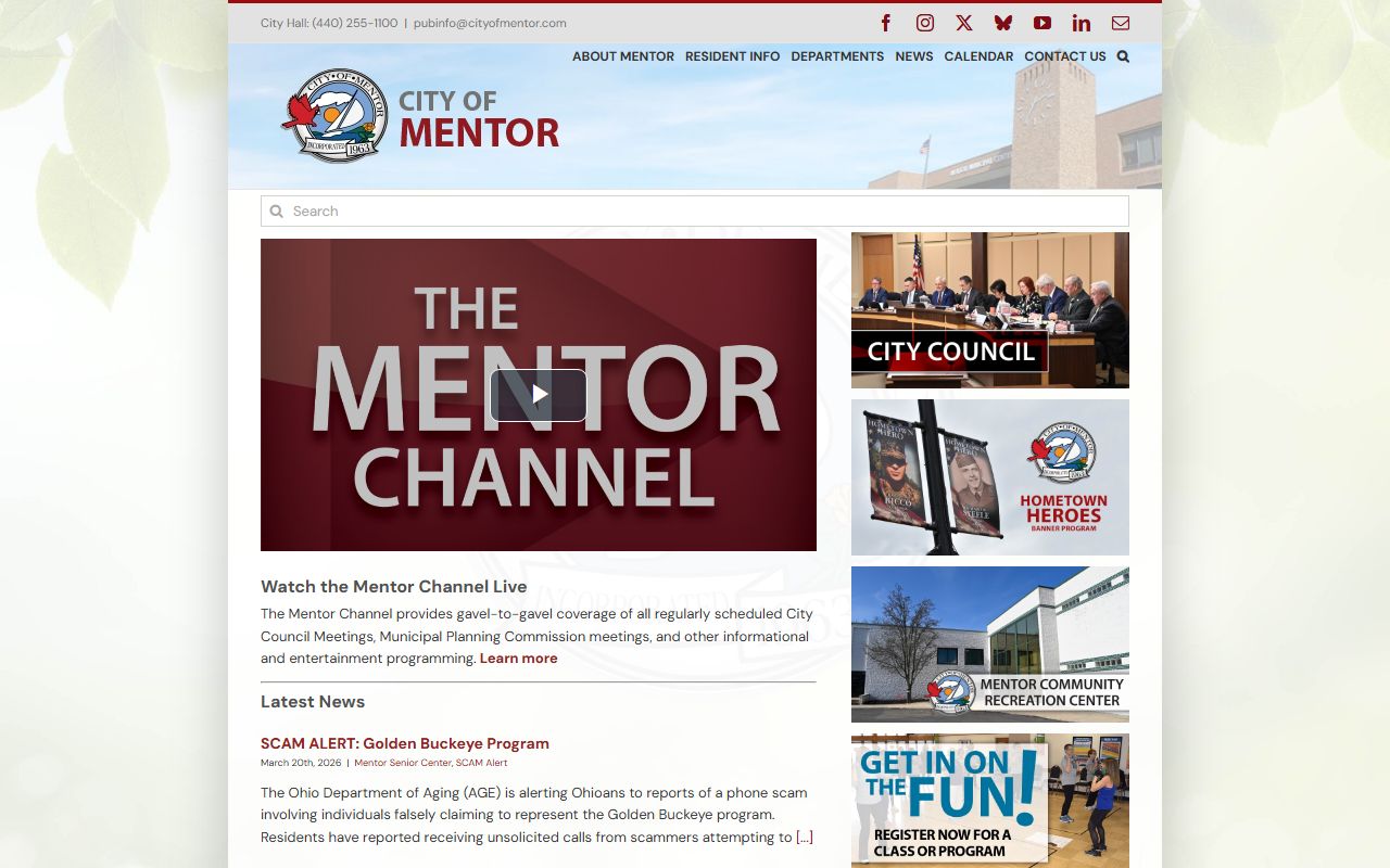 Mentor city government website