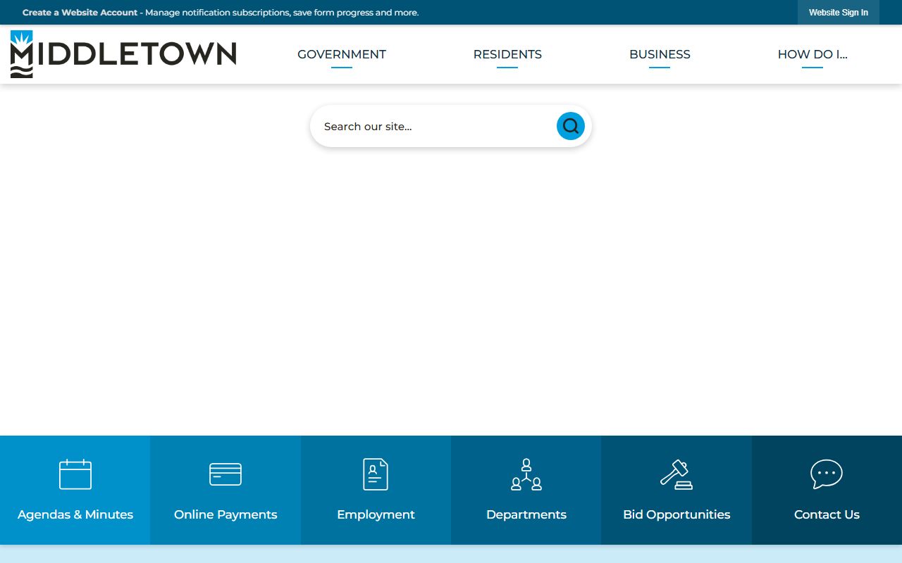 Middletown city government website