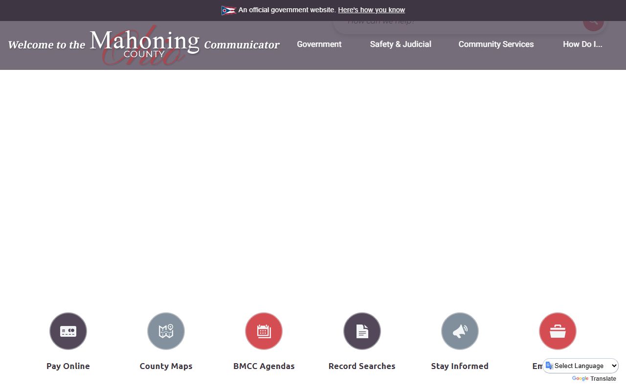Mahoning County government website for Youngstown probate court records
