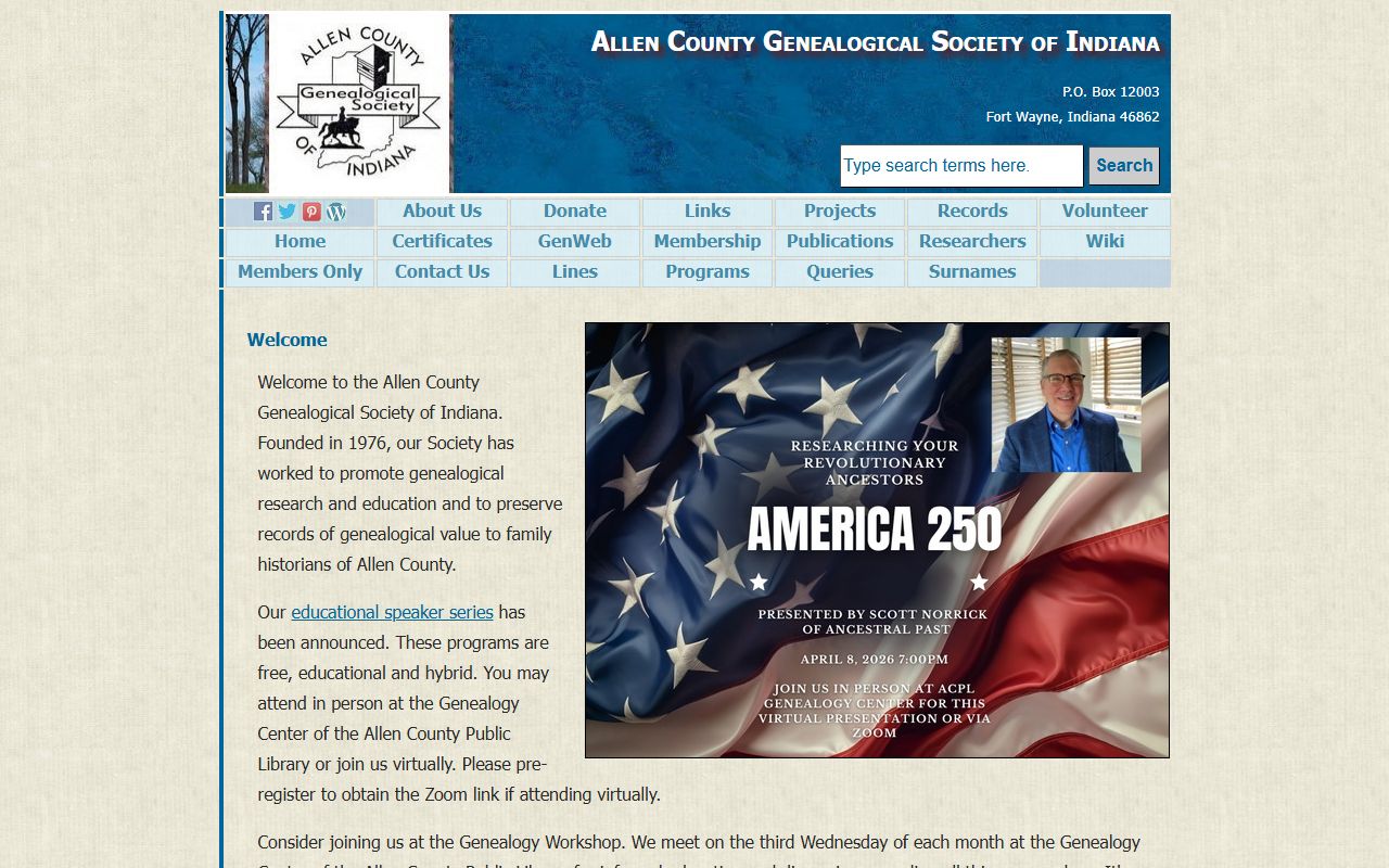 Allen County Genealogical Society for historical probate court records research