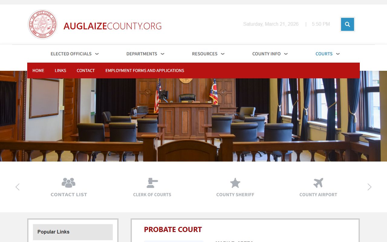 Auglaize County Probate Court official website for probate court records