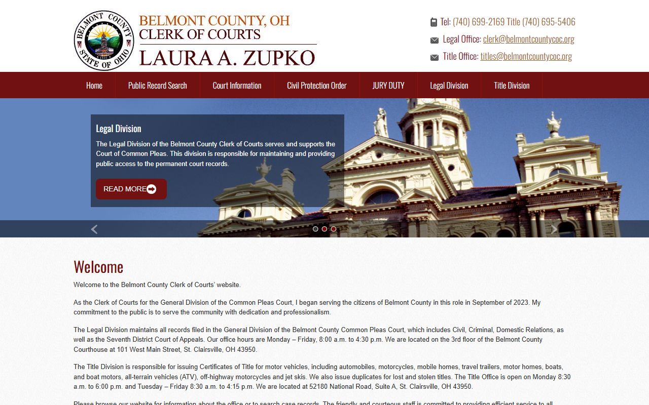 Belmont County CourtView system for probate court records search