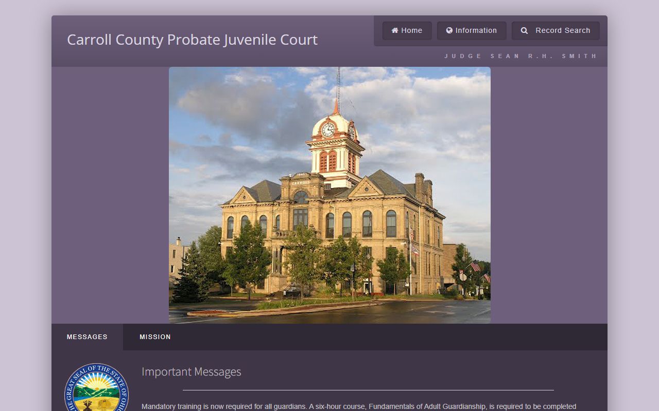 Carroll County Probate Juvenile Court website for probate court records