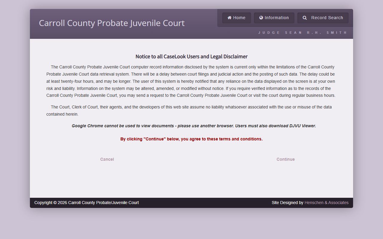 Carroll County probate court records online search portal