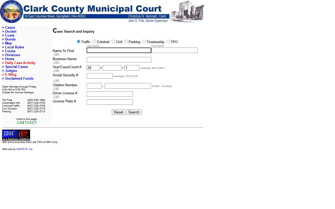 Clark County Case Search form for probate court records