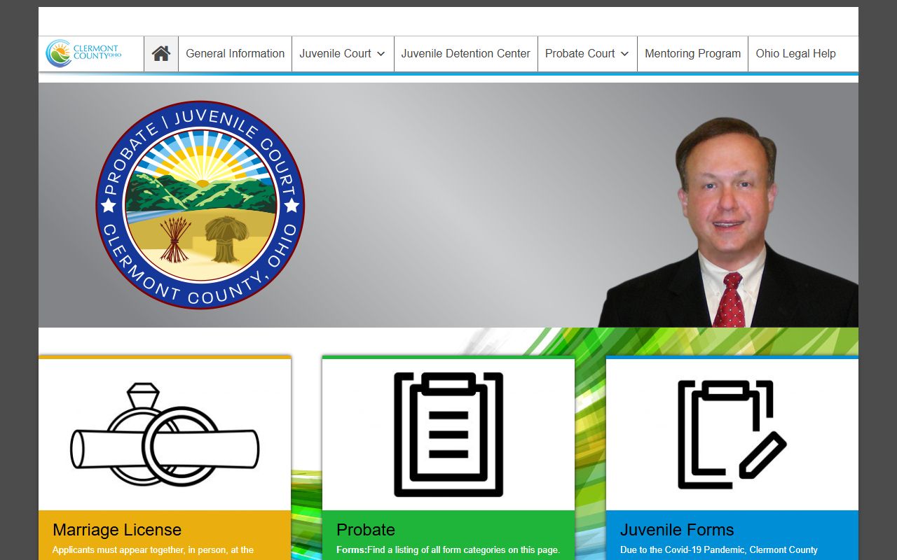 Clermont County Probate Juvenile Court website for probate court records