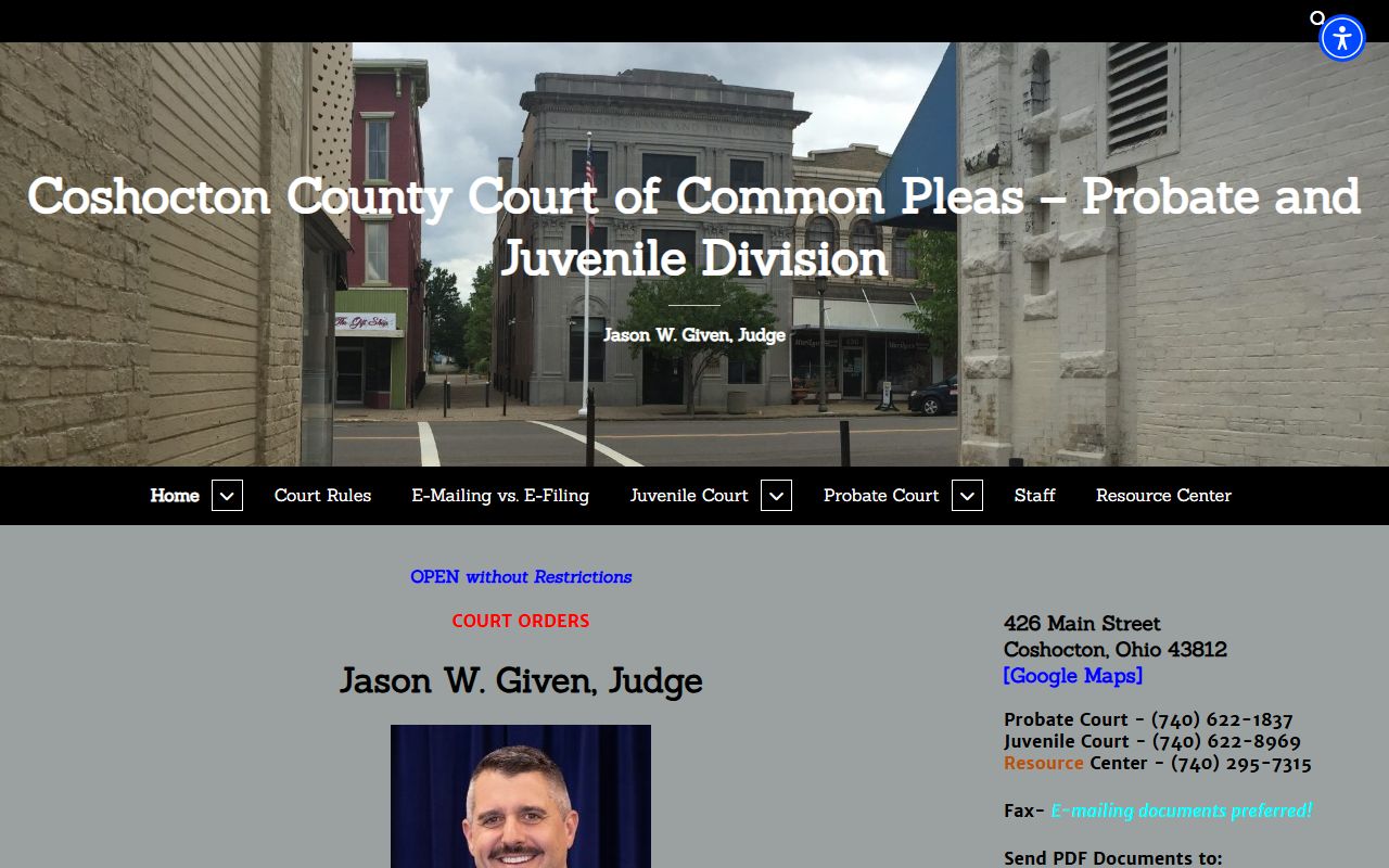 Coshocton County Probate page for court records