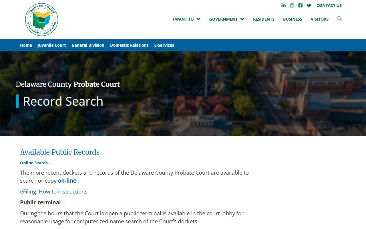 Delaware County probate court records online search portal