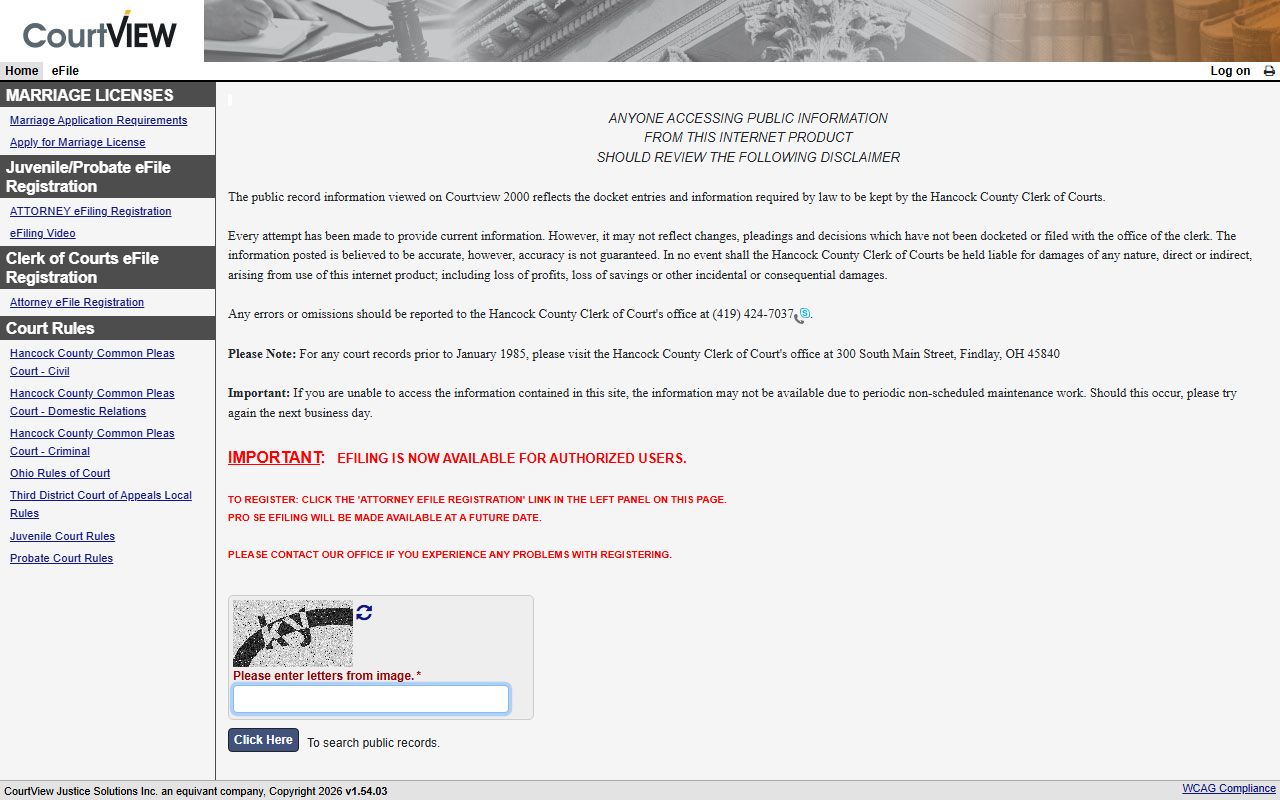 Hancock County Courts Portal for probate court records