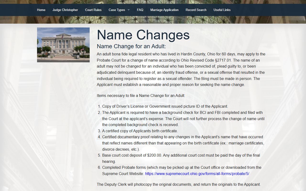 Hardin County name change filing information