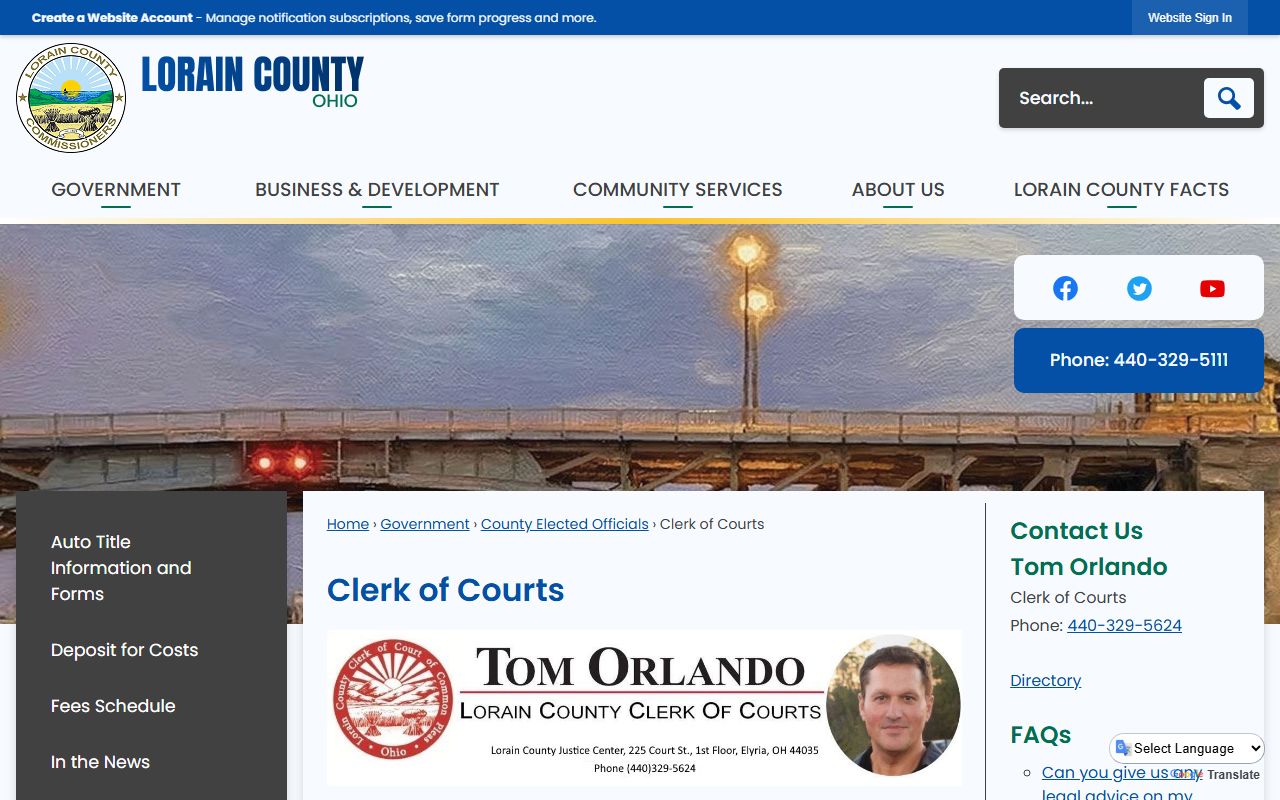 Lorain County Clerk of Courts records related to probate