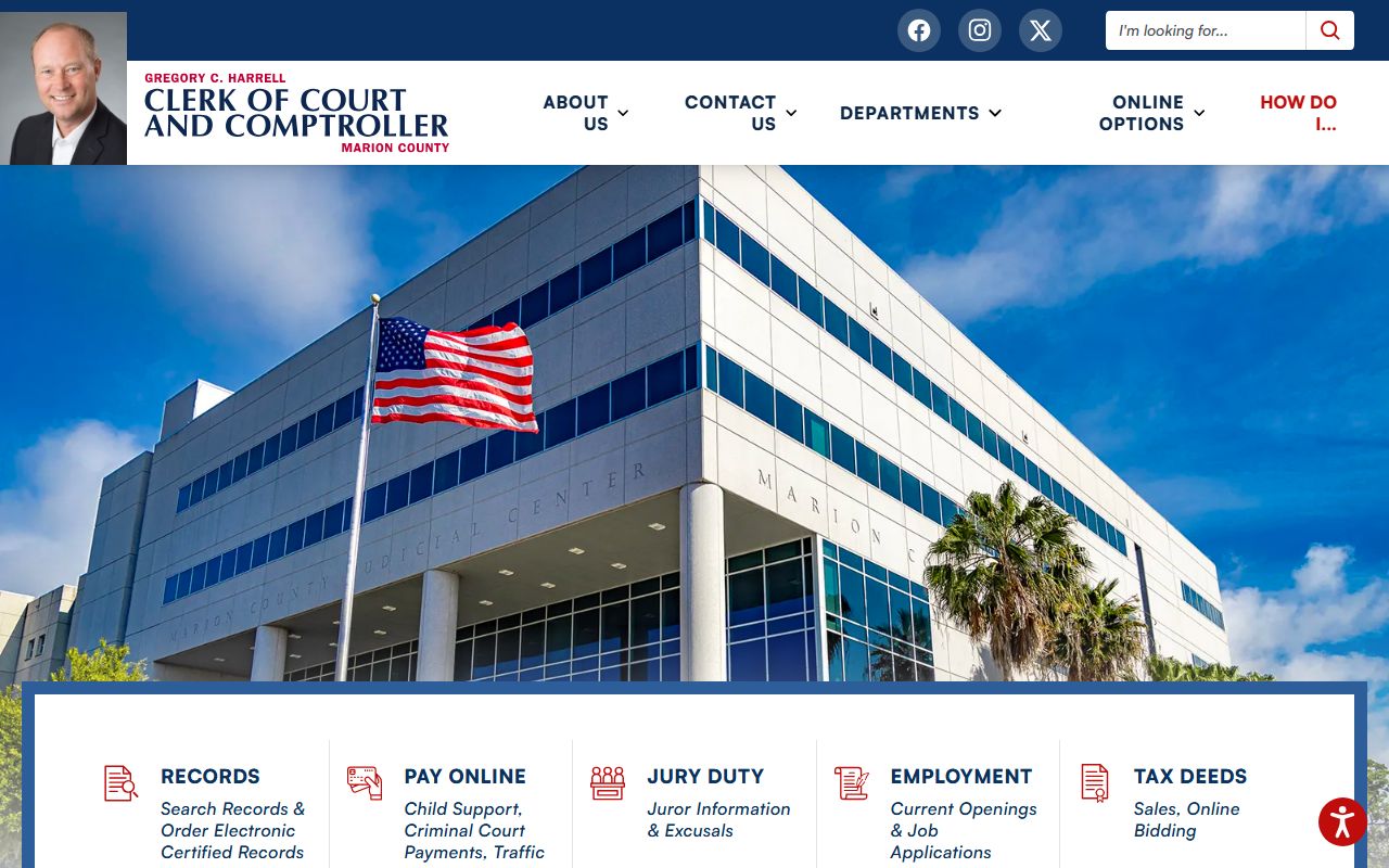 Marion County Clerk of Courts website for accessing probate court records