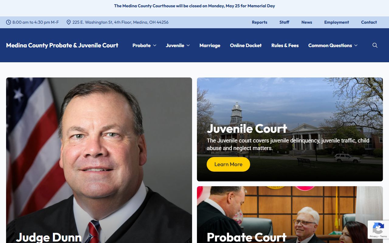 Medina County Probate Court official website for probate court records