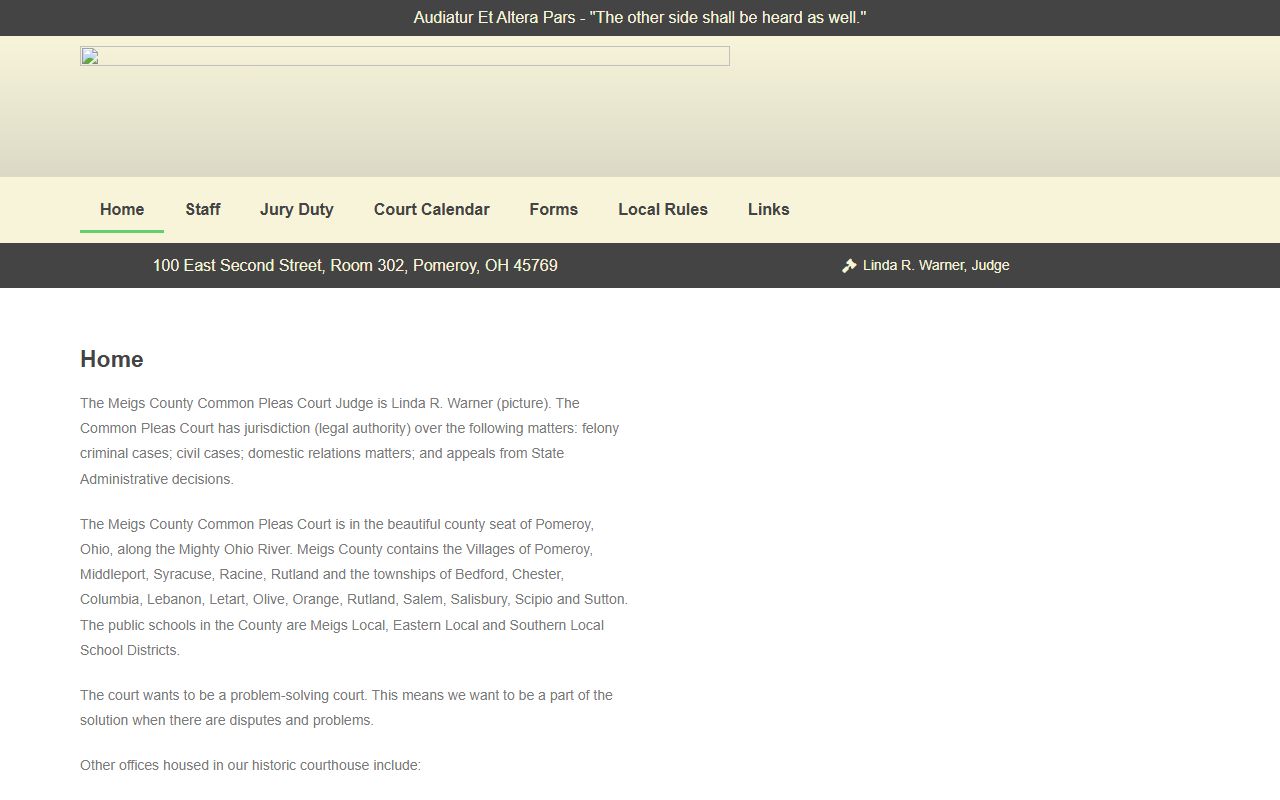 Meigs County Common Pleas Court website related to probate court records