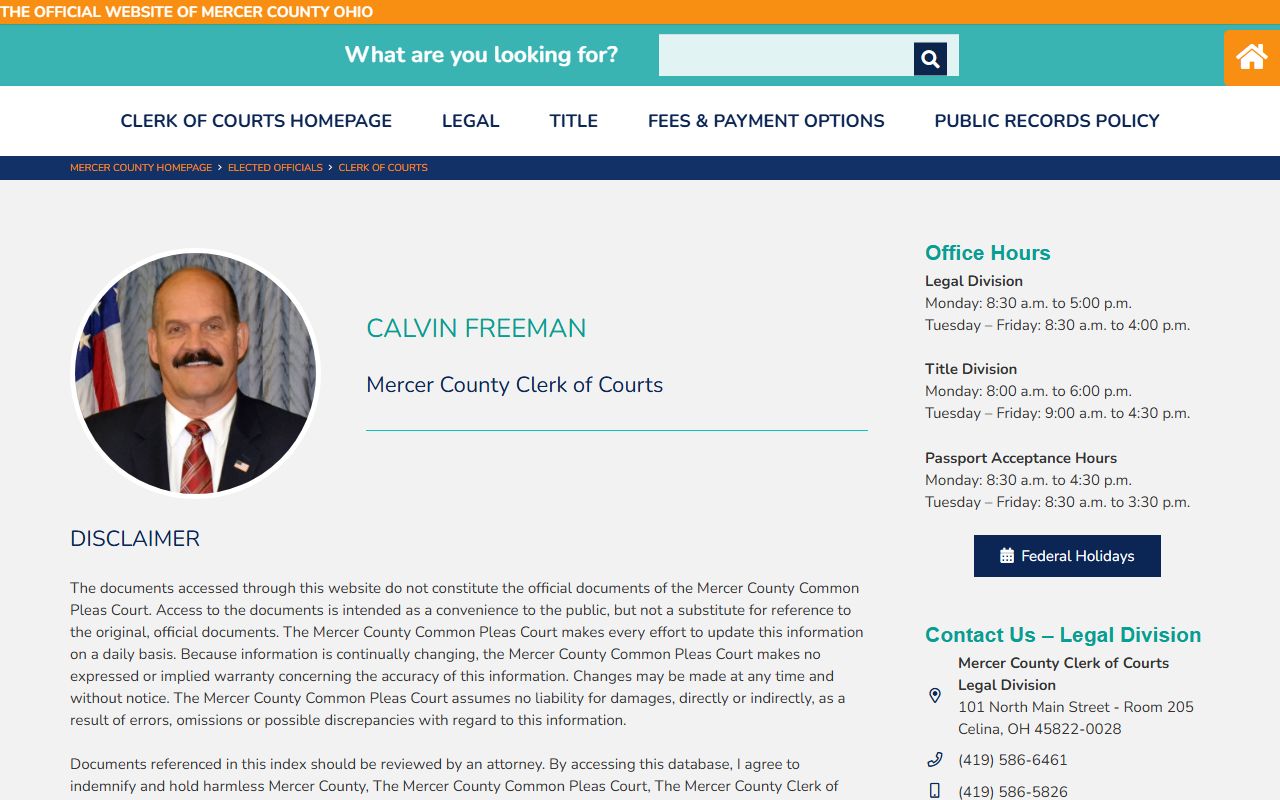 Mercer County Clerk of Courts for accessing probate court records
