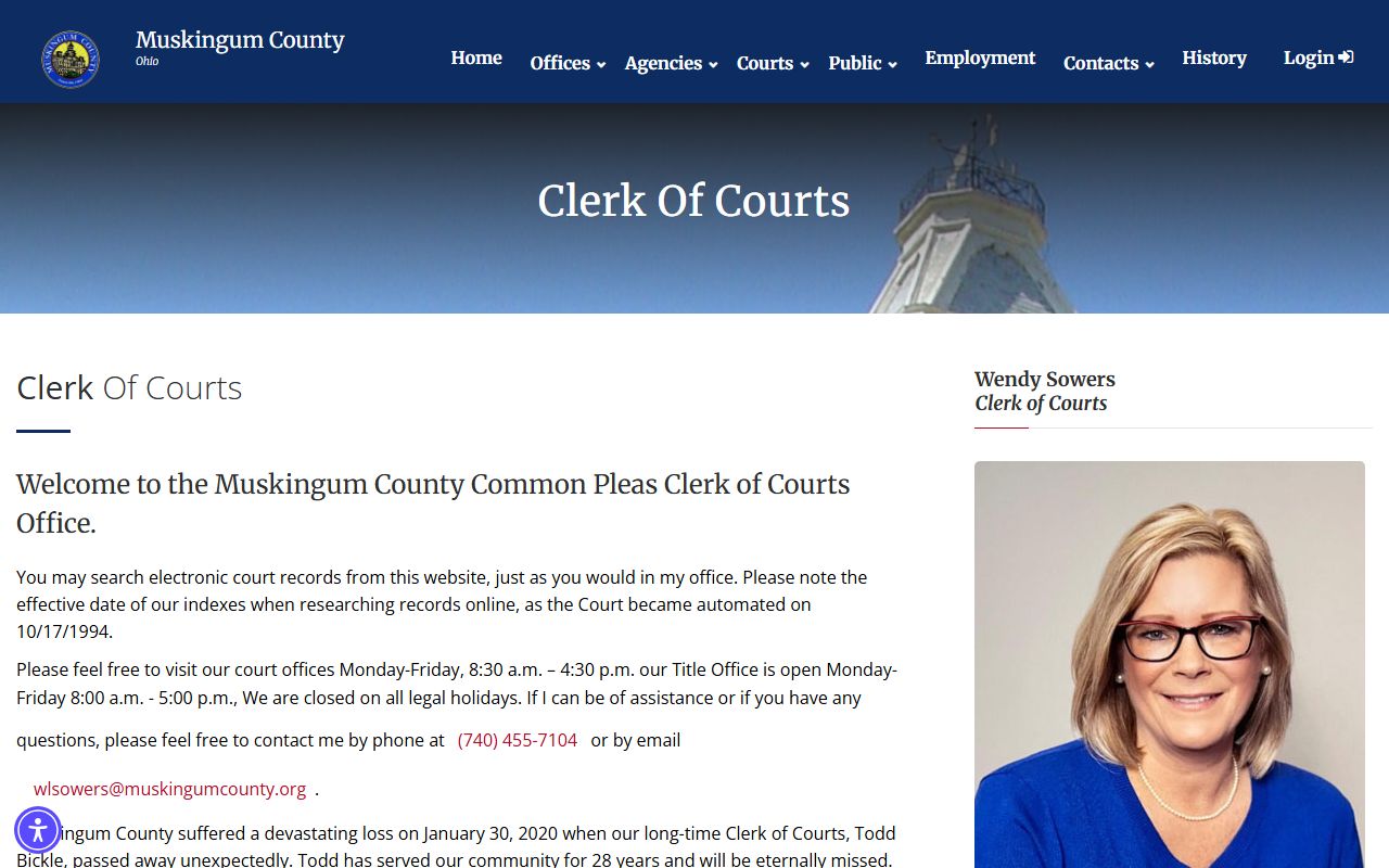 Muskingum County Clerk of Courts for accessing probate court records