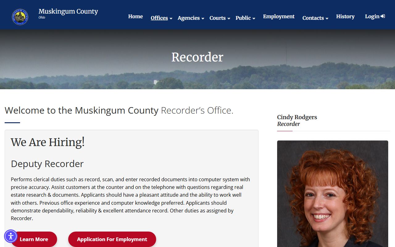 Muskingum County Recorder office for records related to probate court