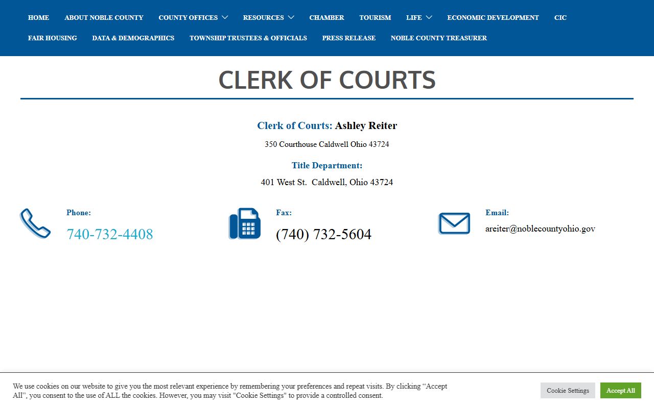 Noble County Clerk of Courts probate court records access