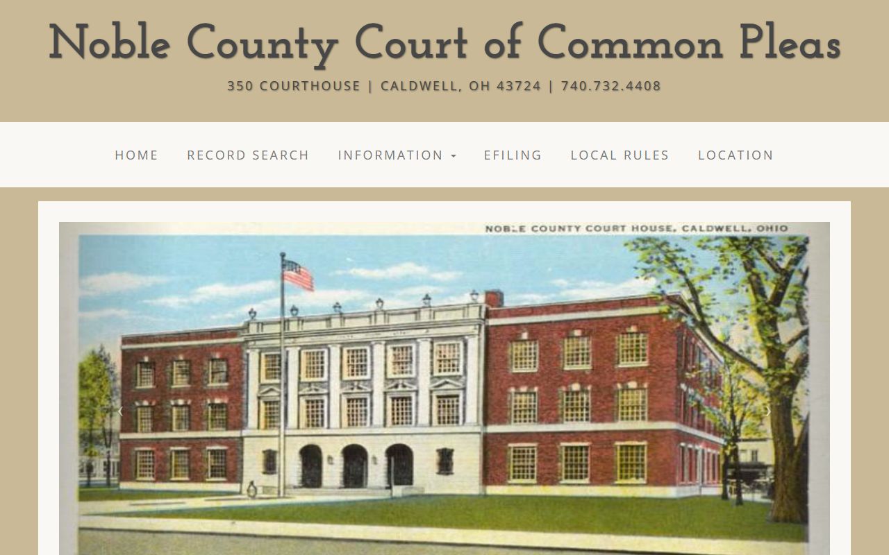 Noble County Common Pleas Court website for probate court records