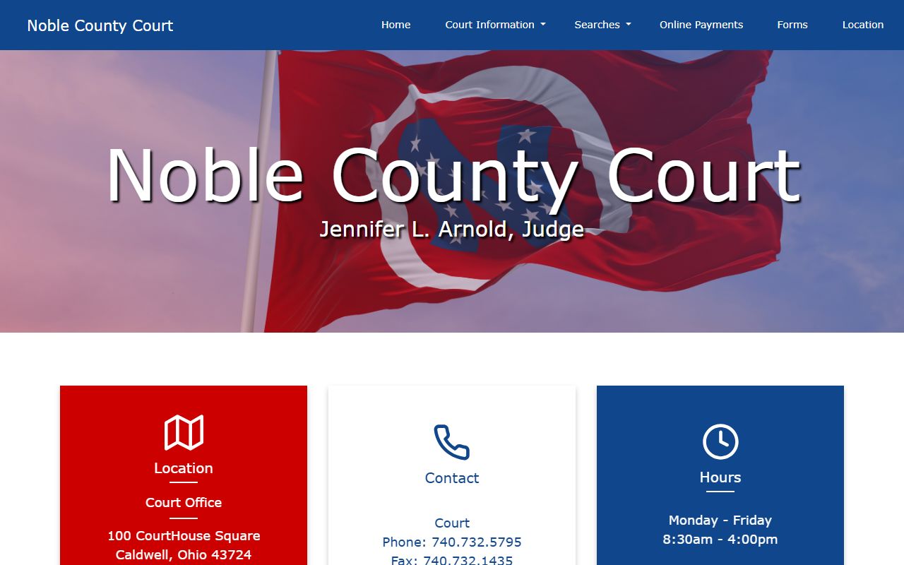 Noble County Court website for court records