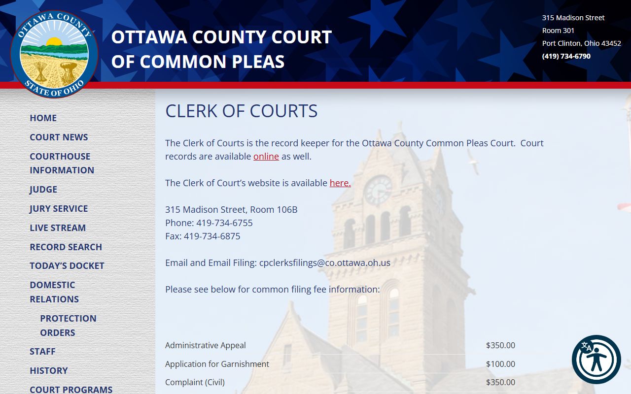Ottawa County Clerk of Courts probate court records