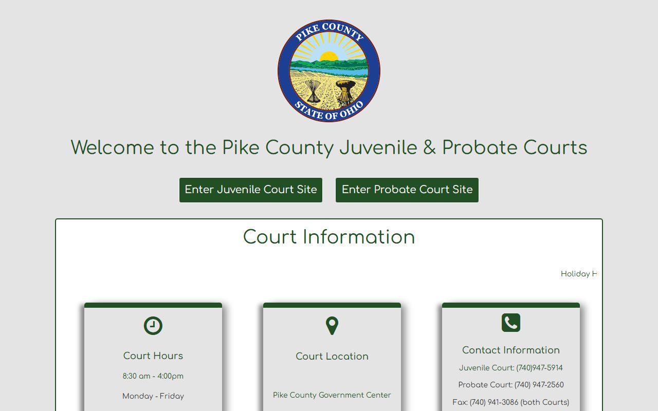 Pike County Probate Juvenile Court website for probate court records