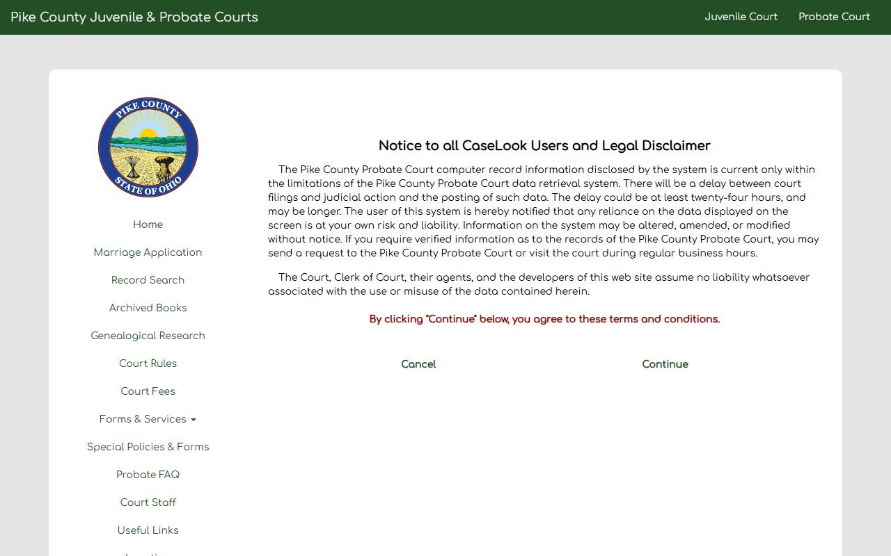 Pike County probate court records online search tool