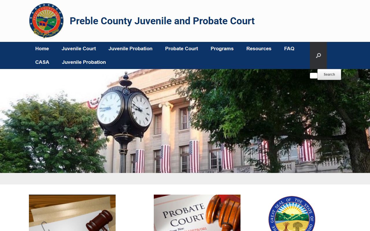 Preble County Juvenile Probate Court website for probate court records