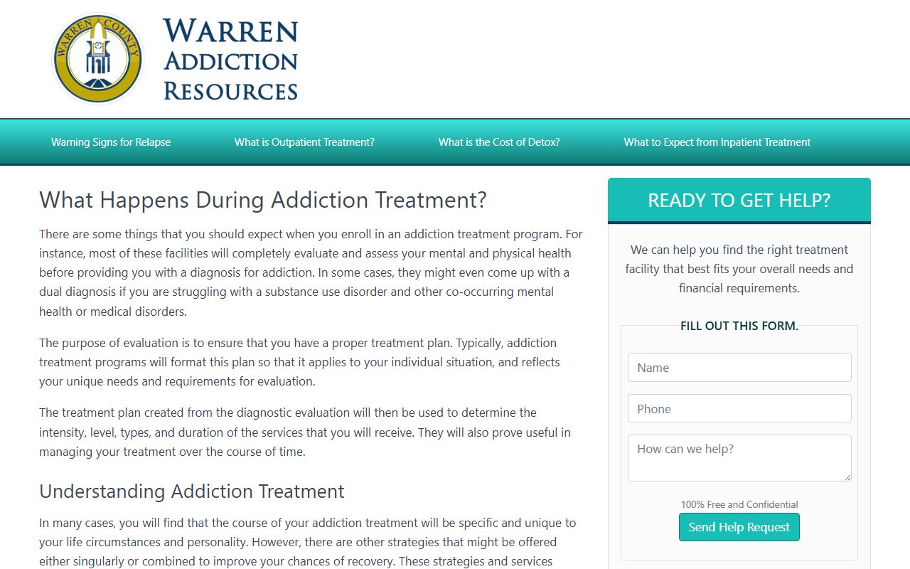 Warren County government website with links to court services and county departments